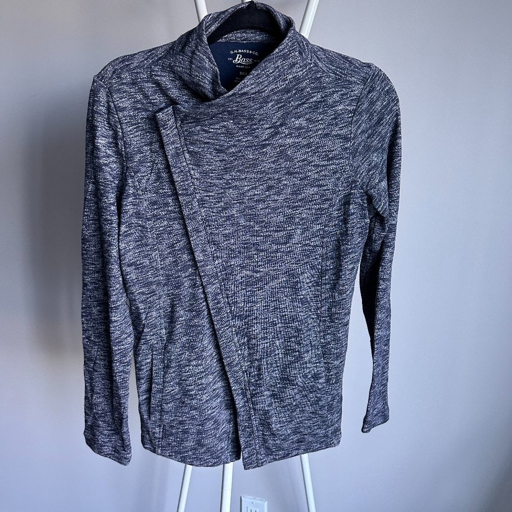 G.H. Bass & Co Women’s Heather Blue Gray Small Asymmetrical Full Zip Jacket